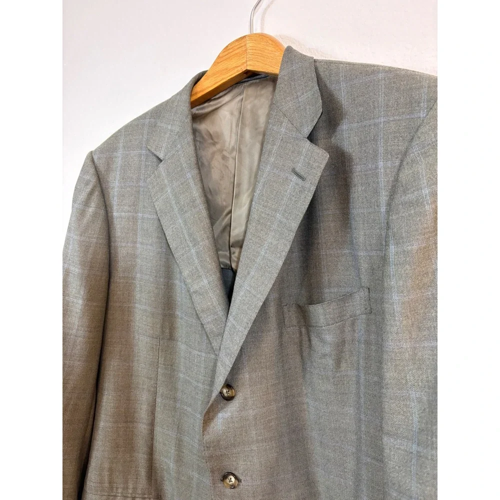 Ermenegildo Zegna Sport Coat Mens 50R Green Vintage Wool Windowpane